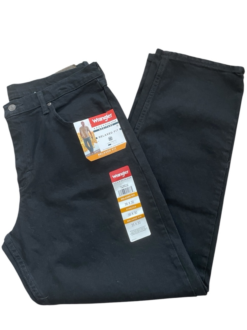 Wrangler Black Heritage Relaxed Fit Jeans 35 X 30